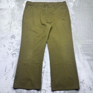 VTG Sears Roebucks Perma-Prest Olive Green Pants Mens‎ Western Casual Sz 38"